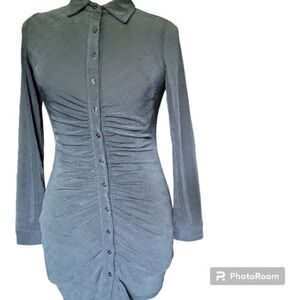 LA HEARTS RUNCHY GREY MINI DRESS